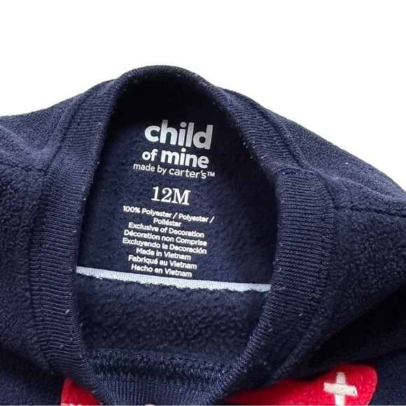 ⭐️ 5 for $25 Carter’s Baby Navy Blue Sweatshirt with Vehicle Design 12 Months - Picture 3 of 4
